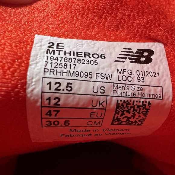 New Balance Fresh Foam Hierro v6 trail running-Orange/ Red 12.5 Men's - Picture 7 of 10